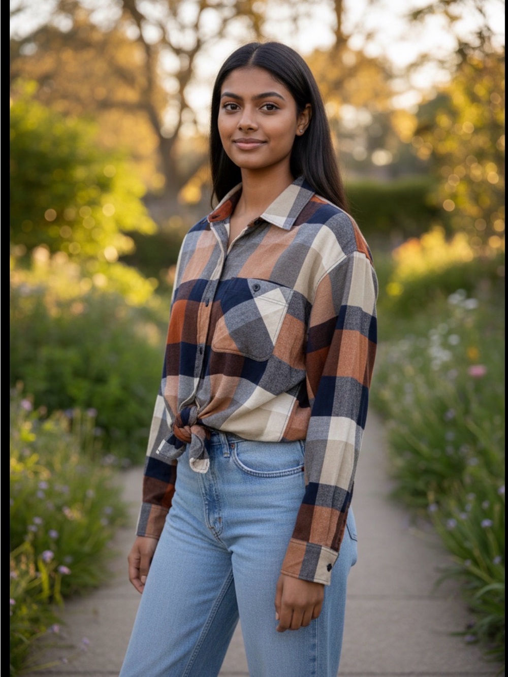Alpine Design Women's Small Color Block Plaid‎ Flannel Button Up Shirt Cowgirl